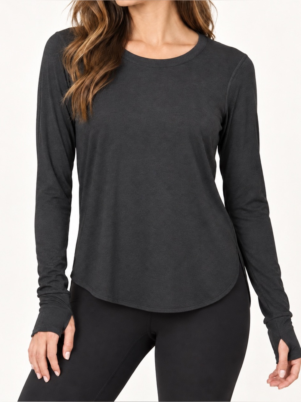 Varley Keaney Long Sleeve Performance Top Charcoal Gray Black Size Small